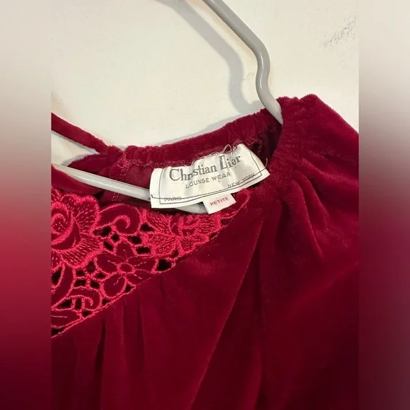 NWT Christian Dior Vintage velvet gown loungewear robe burgundy deadstock fall - Picture 4 of 8